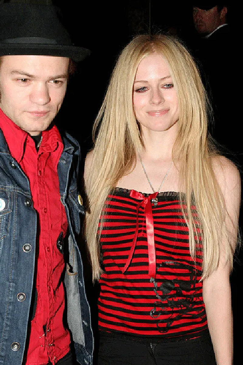 Avril Tank Red Black Stripe