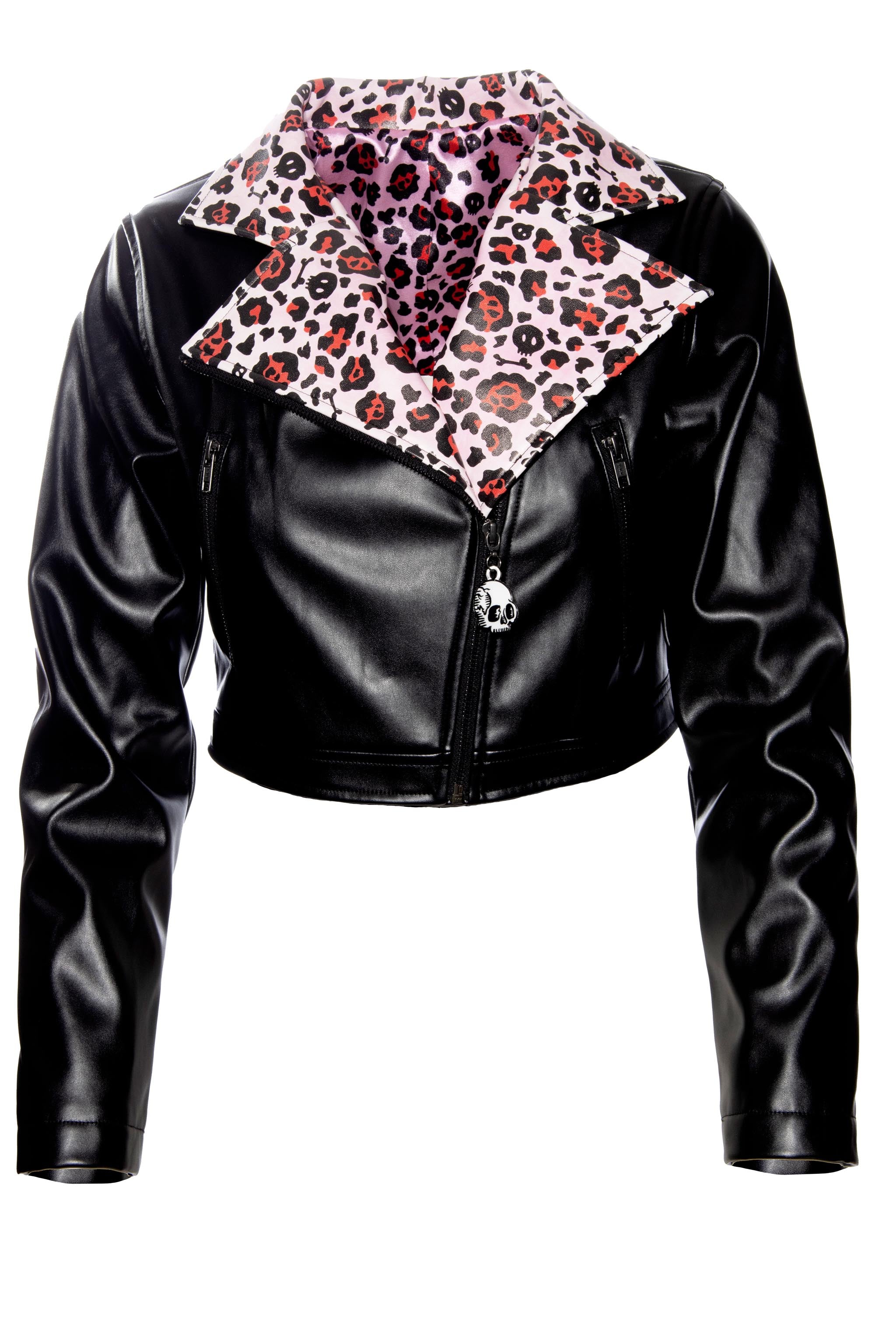 Leopard collar on sale biker jacket